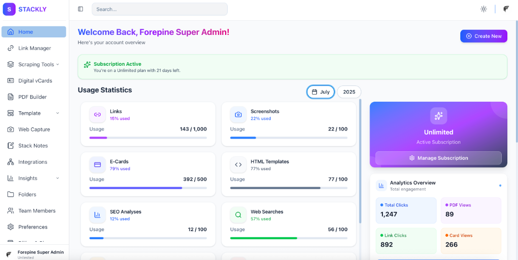 Dashboard Overview