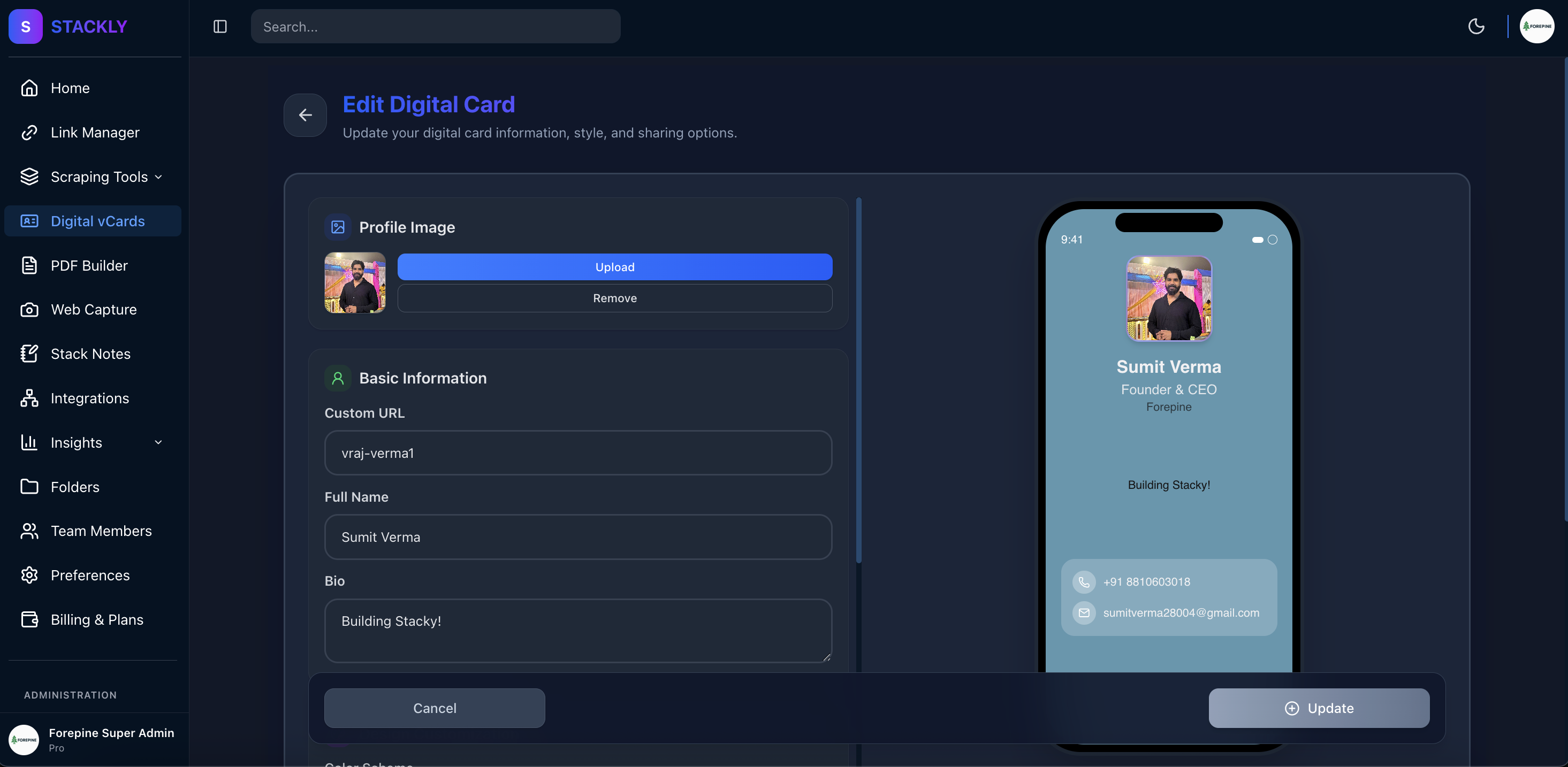Update vCard